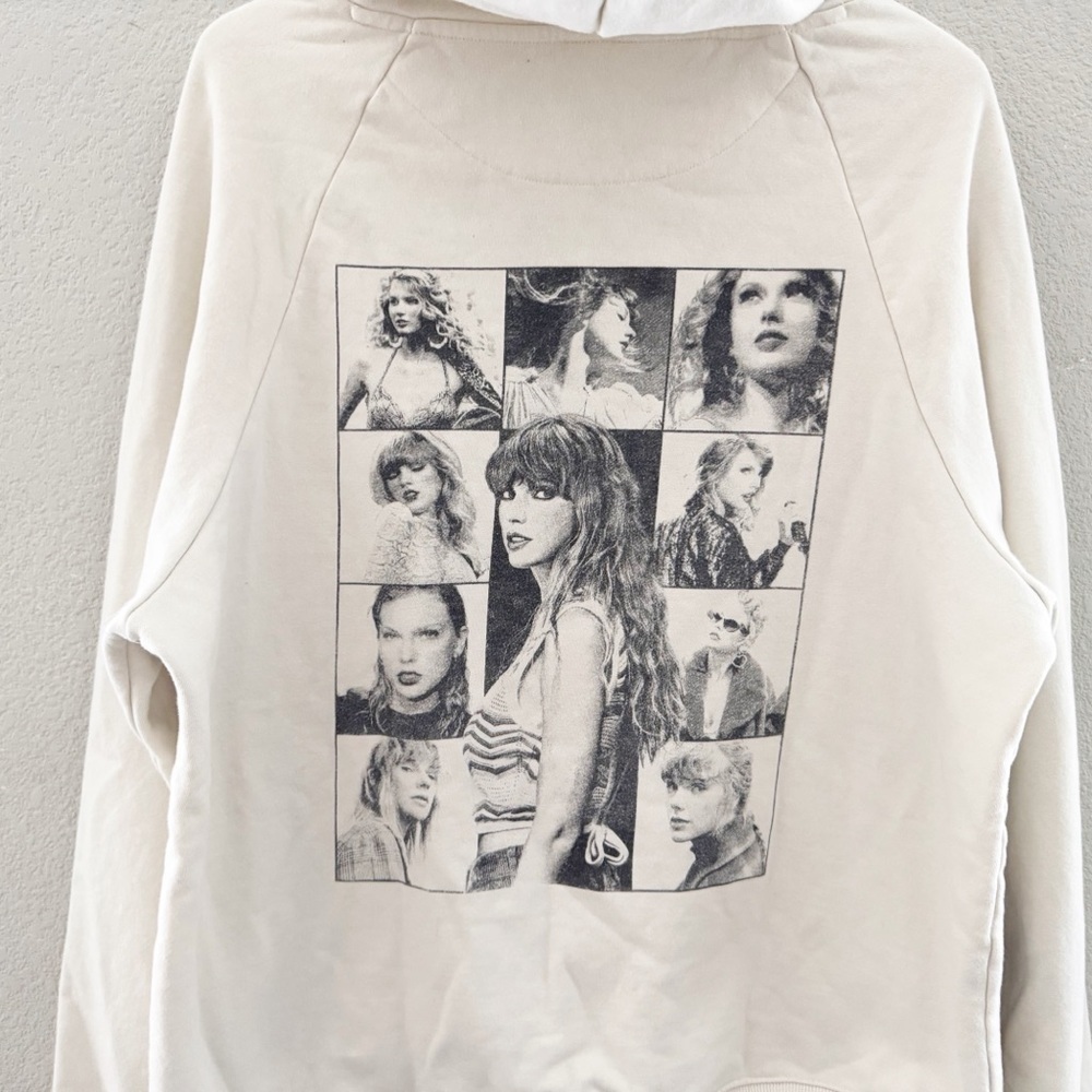 Taylor Swift Eras Tour Hoodie Sweatshirt Graphic Fleece Large Cream Concert - Picture 8 of 10